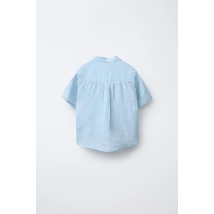 РУБАШКА ИЗО ЛЬНА С ВОРОТНИКОМ-СТОЙКОЙ