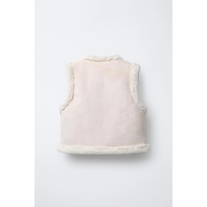 ЖИЛЕТ ИЗ ИСКУССТВЕННОЙ ЗАМШИ С ВЫШИВКОЙ И ИСКУССТВЕННЫМ МЕХОМ