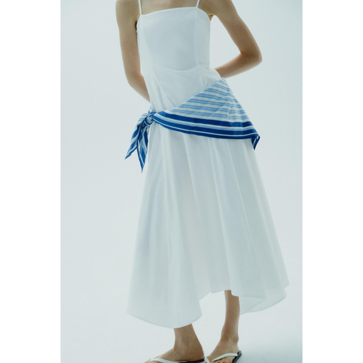 ПЛАТЬЕ МИДИ В ПОЛОСКУ С ПЛАТКОМ