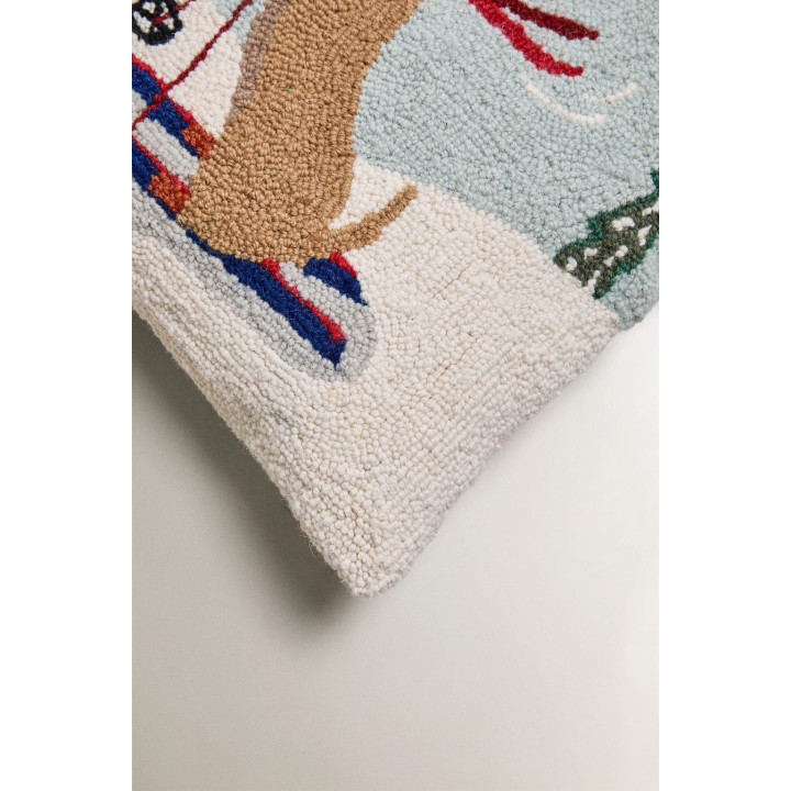 Плед из шерсти их бленда с рождественским чехлом для подушки с собакой на лыжах