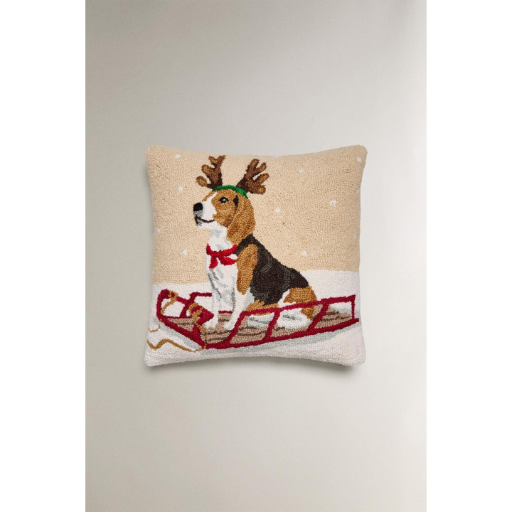 Наматрасник из шерсти и хлопка с рождественским рисунком собаки на санях