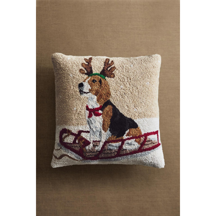 Наматрасник из шерсти и хлопка с рождественским рисунком собаки на санях