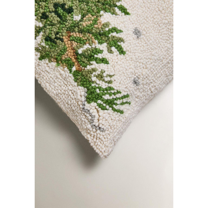 Подушка с изображением ёлки и собаки из шерстяной смеси