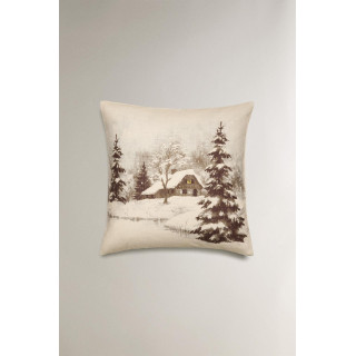 Подушка с рождественским снежным домом