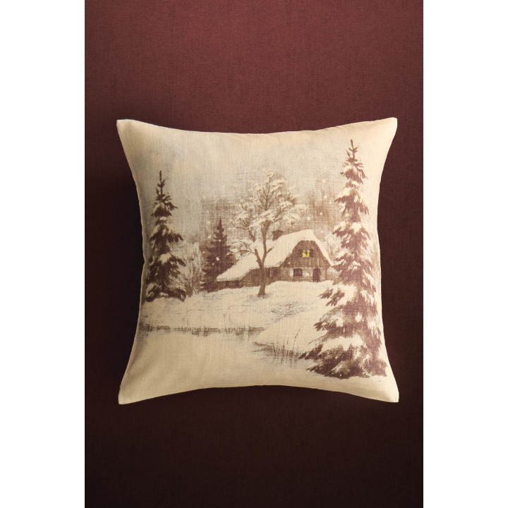 Подушка с рождественским снежным домом