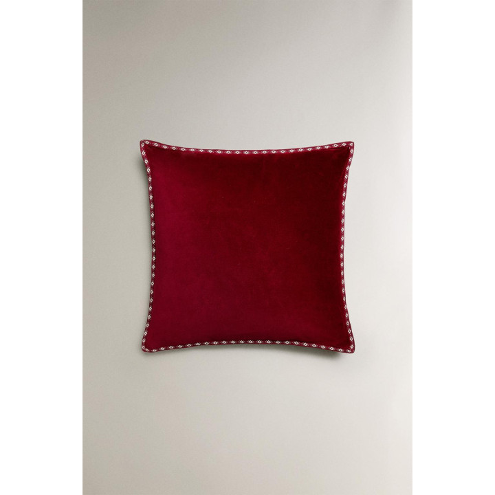 Вельветовая рождественская наволочка с деталями на краю