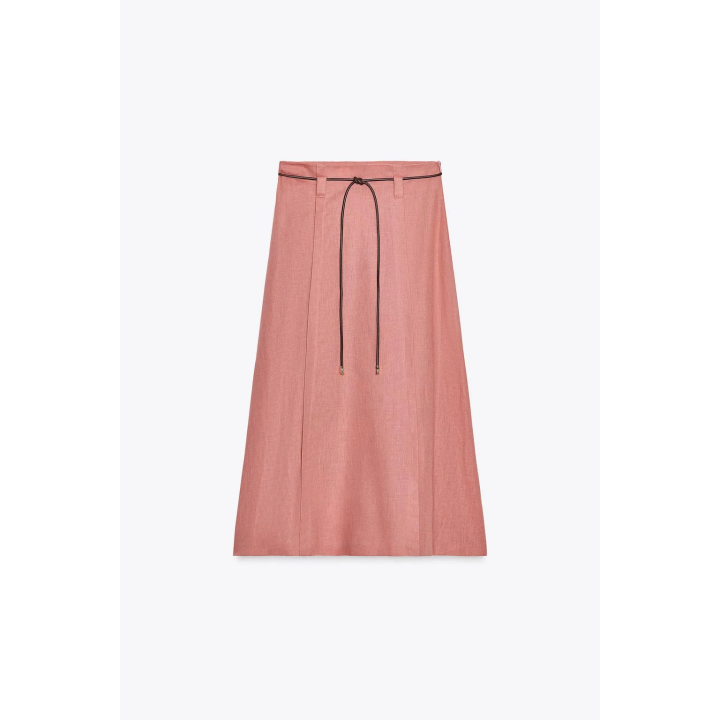 ЮБКА-МИДИ С РЕМНЕМ И ЛЬНОМ