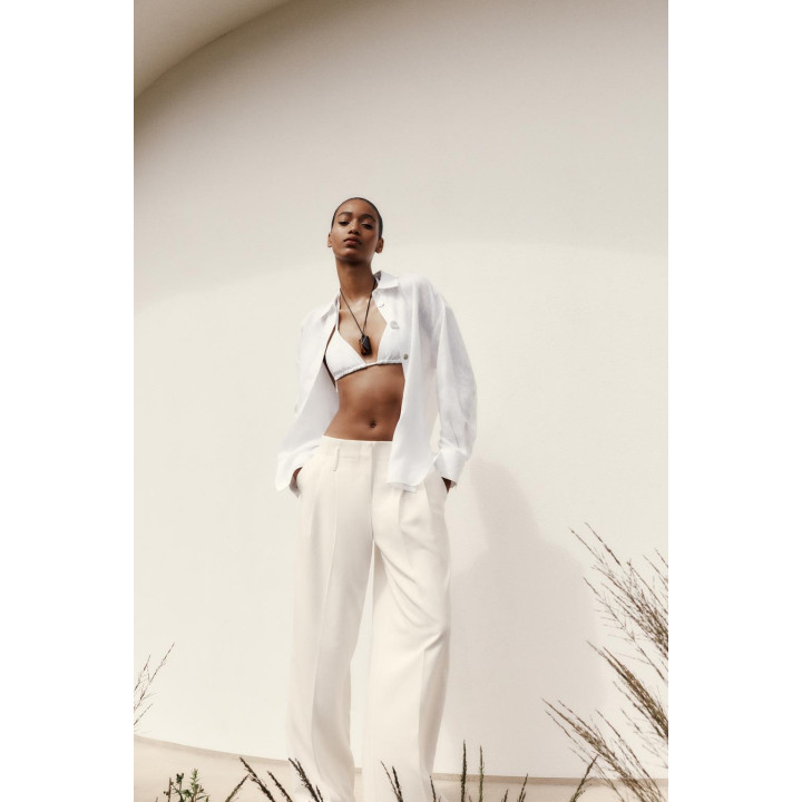 РУБАШКА ИЗ 100% ЛЬНА С КОМБИНИРОВАННЫМИ ПУГОВИЦАМИ