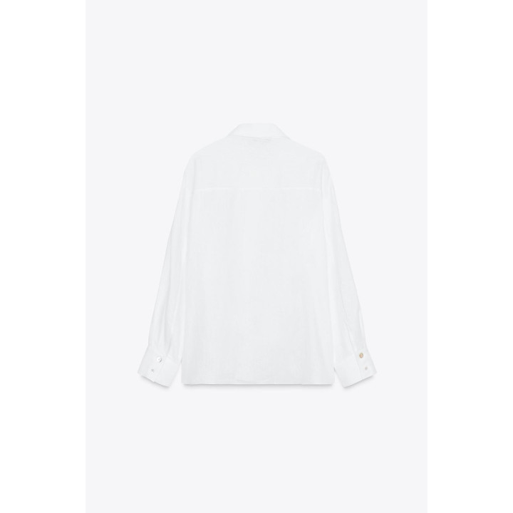 РУБАШКА ИЗ 100% ЛЬНА С КОМБИНИРОВАННЫМИ ПУГОВИЦАМИ