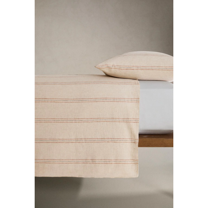 Покрывало с полосатым дизайном из хлопка и льна