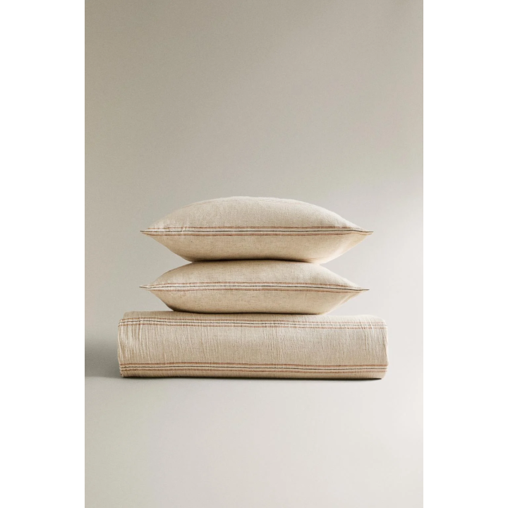 Покрывало с полосатым дизайном из хлопка и льна