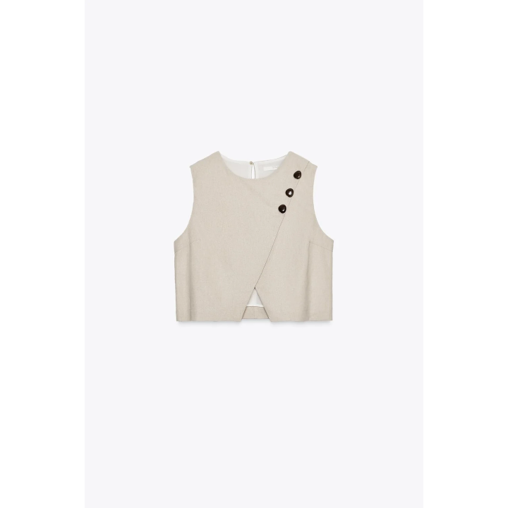 КОРОТКИЙ ТОП ИЗ ЛЬНА НА ЗАПÁХЕ