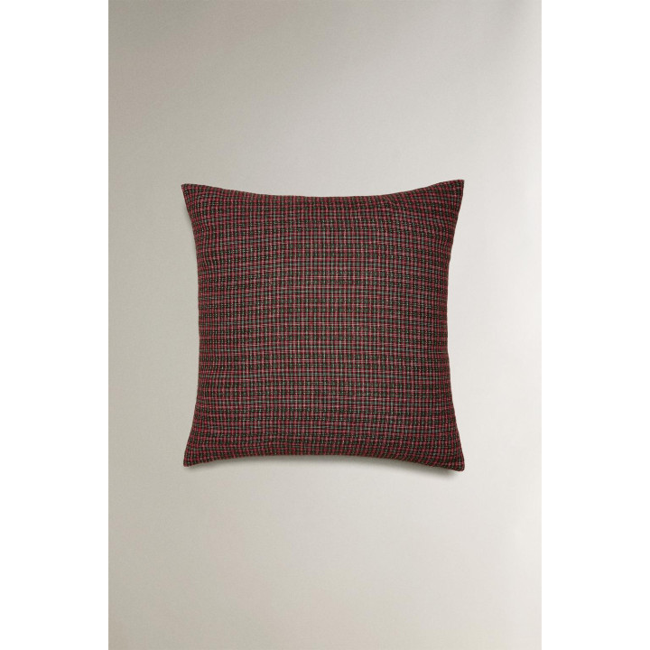 Рождественская наволочка из льна в клетку