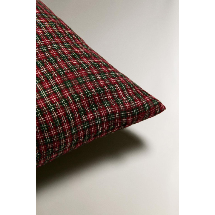 Рождественская наволочка из льна в клетку