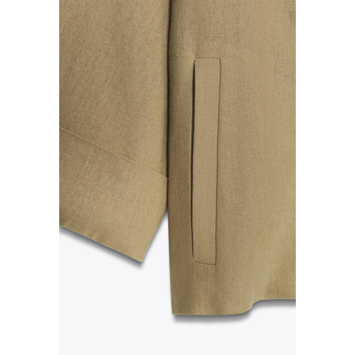 КОРОТКИЙ ДВУБОРТНЫЙ БЛЕЙЗЕР ИЗ ЛЬНЯНОЙ ТКАНИ