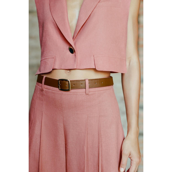 ДЛИННЫЕ БЕРМУДЫ С ПОЯСОМ ИЗ ЛЬНА