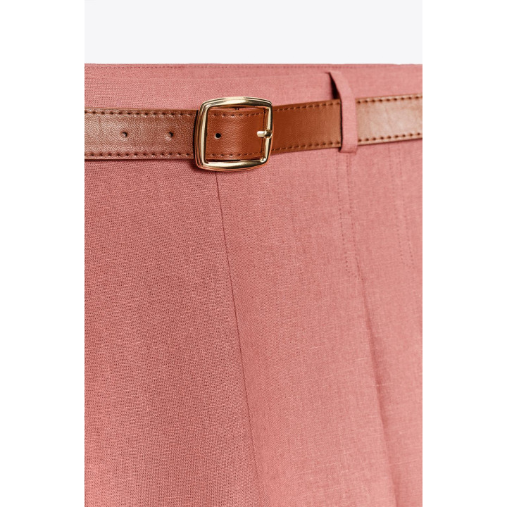 ДЛИННЫЕ БЕРМУДЫ С ПОЯСОМ ИЗ ЛЬНА