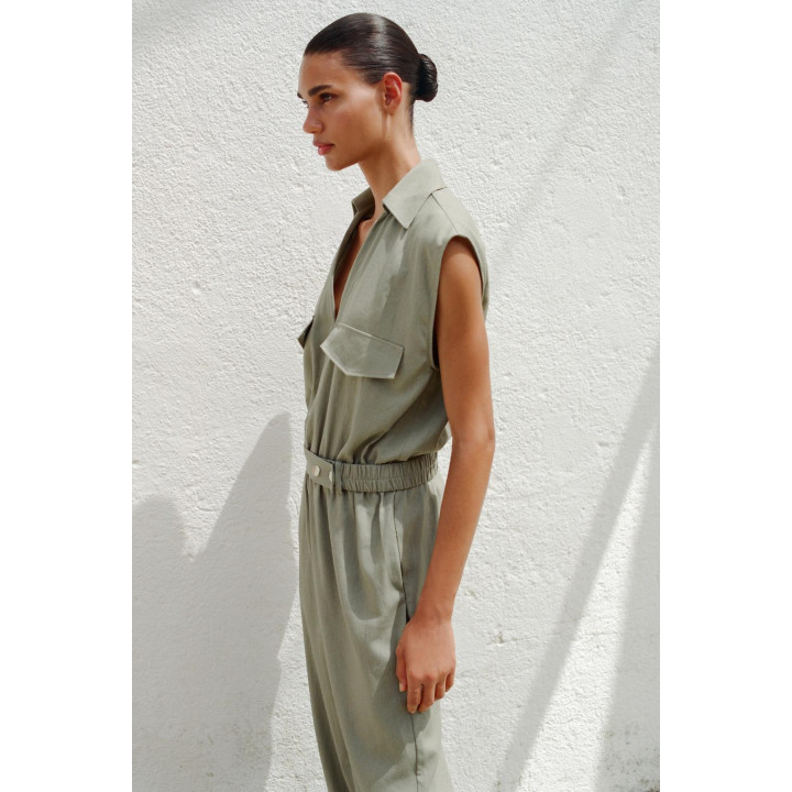 ДЛИННЫЙ КОМБИНЕЗОН С ЛЬНЯНЫМ РЕМНЕМ