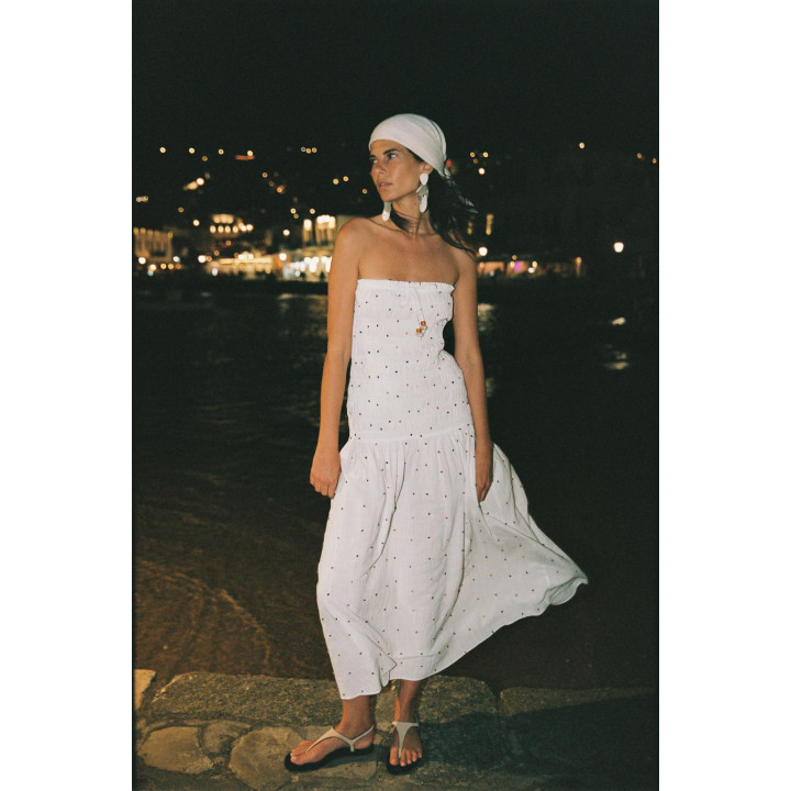 ПЛАТЬЕ-МИДИ С ПОМПОНАМИ