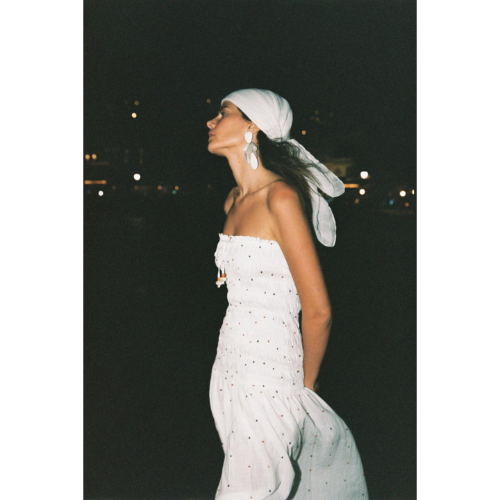 ПЛАТЬЕ-МИДИ С ПОМПОНАМИ