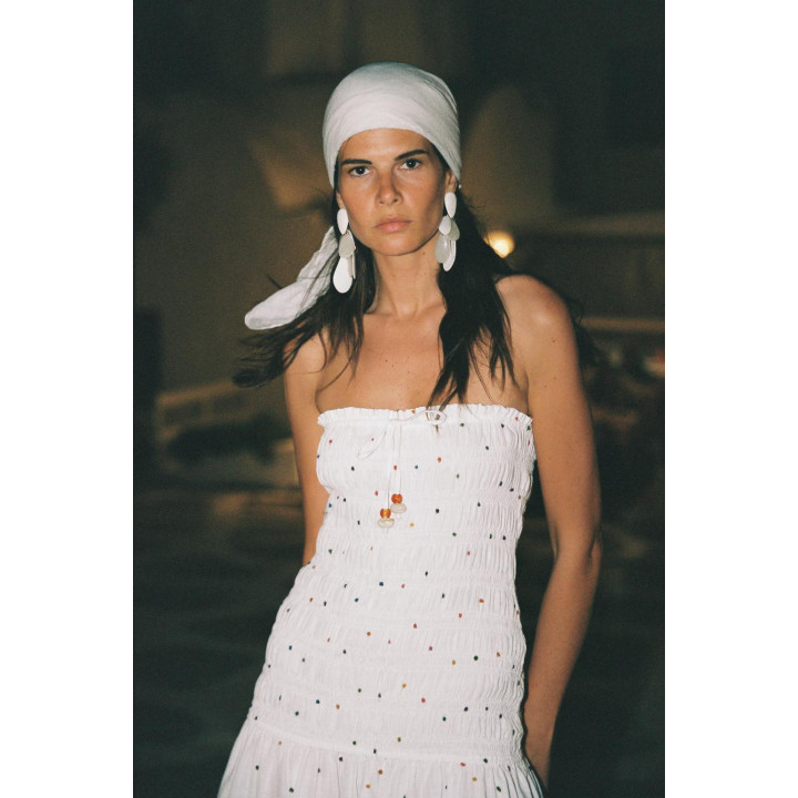 ПЛАТЬЕ-МИДИ С ПОМПОНАМИ