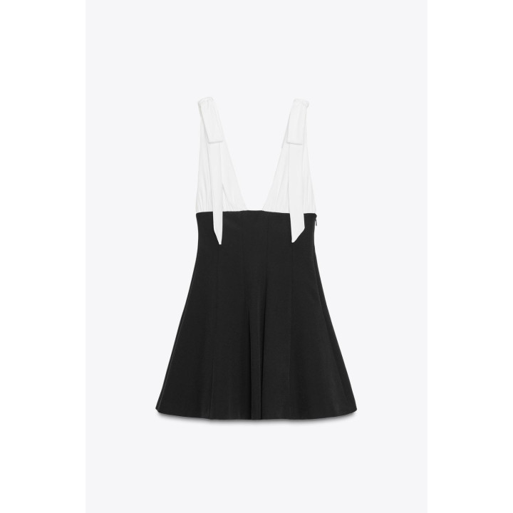 КОРОТКОЕ КОМБИНИРОВАННОЕ ПЛАТЬЕ С БАНТАМИ