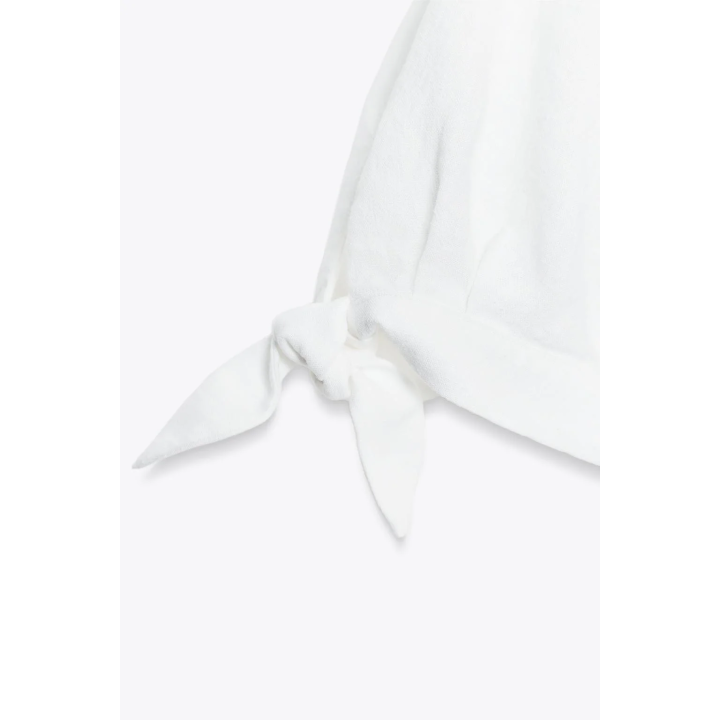 РУБАШКА ИЗ РАМИ С КОРОТКИМИ РУКАВАМИ И ЗАВЯЗКАМИ