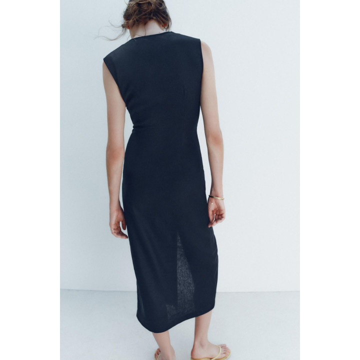 ПЛАТЬЕ-МИДИ С ПОЯСОМ И ЛЬНОМ