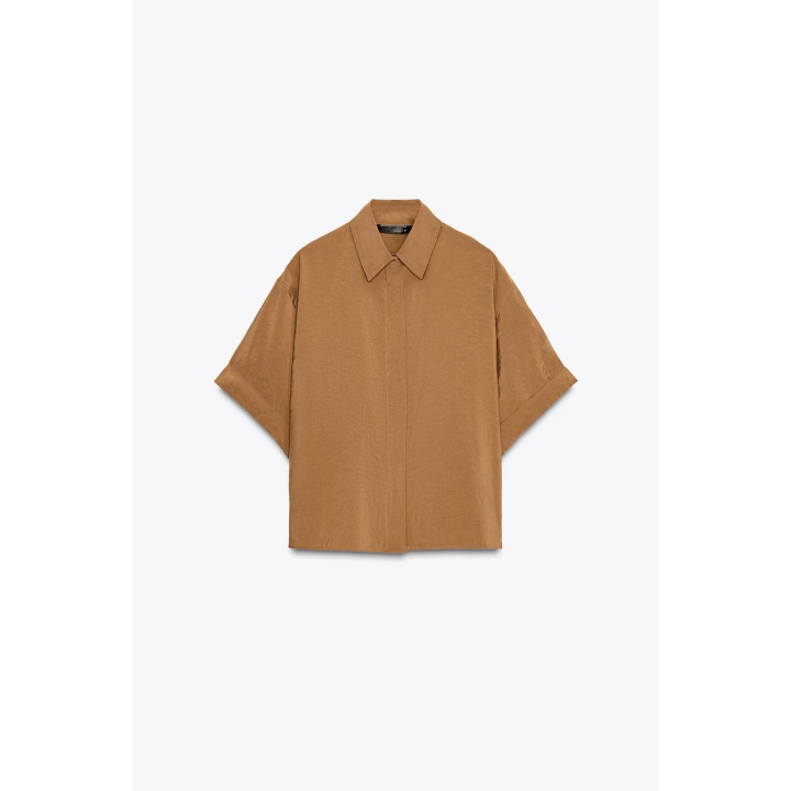 РУБАШКА ИЗ СТРУЯЩЕЙСЯ ТКАНИ С КОРОТКИМИ РУКАВАМИ