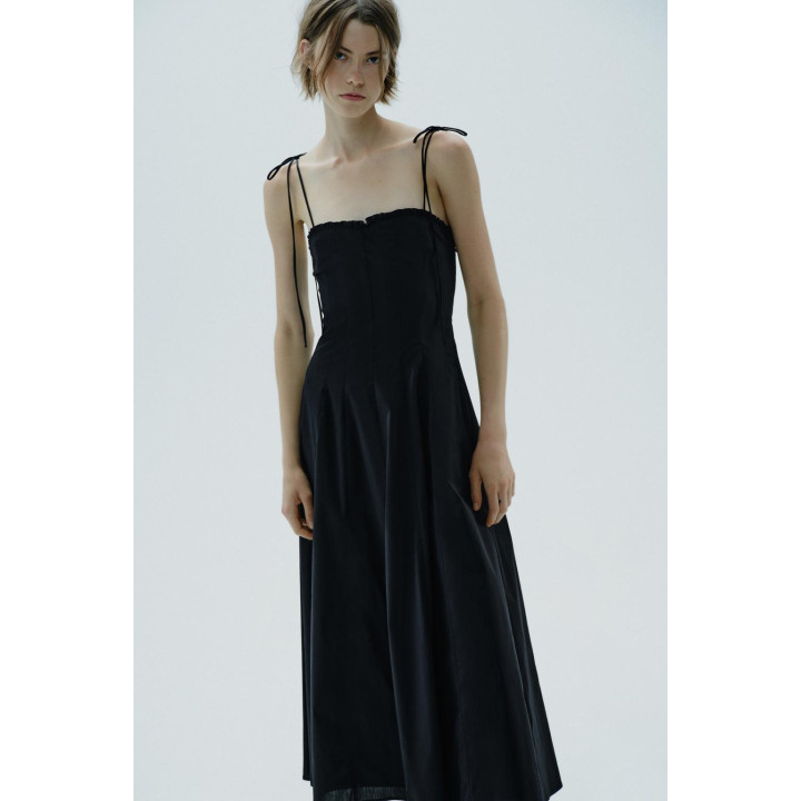 ПЛАТЬЕ МИДИ ИЗ ПОПЛИНА С ВОЛАНАМИ