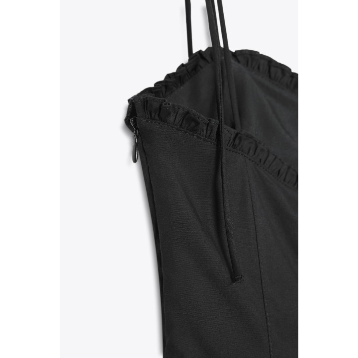 ПЛАТЬЕ МИДИ ИЗ ПОПЛИНА С ВОЛАНАМИ