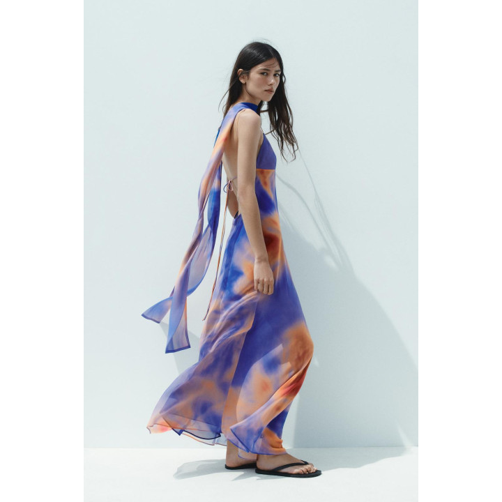 ДЛИННОЕ ПЛАТЬЕ С ПРИНТОМ И ПЛАТКОМ