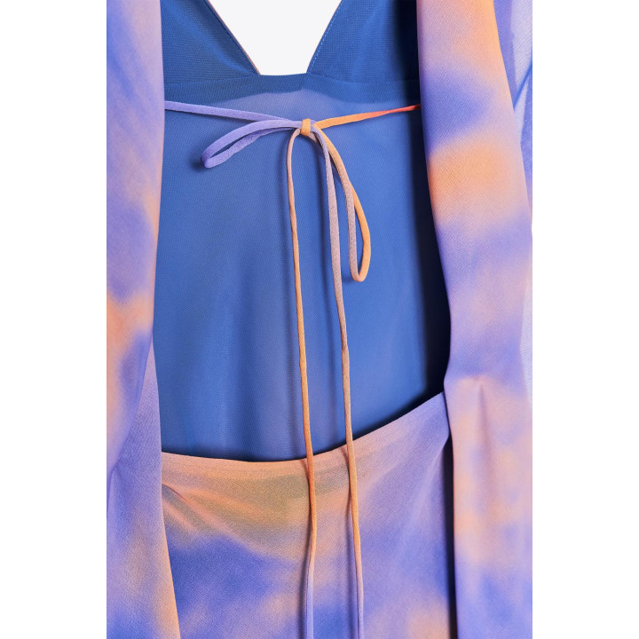 ДЛИННОЕ ПЛАТЬЕ С ПРИНТОМ И ПЛАТКОМ