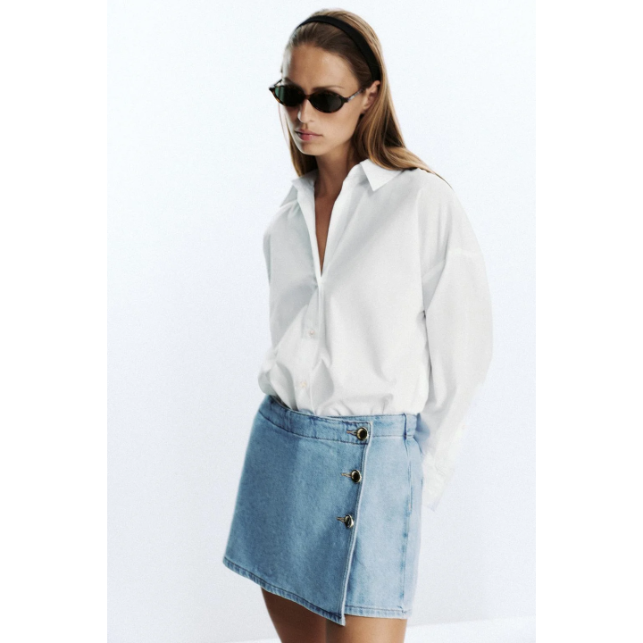 ДЖИНСОВАЯ ЮБКА-БРЮКИ Z1975 С ЗАСТЕЖКОЙ НА ПУГОВИЦЫ