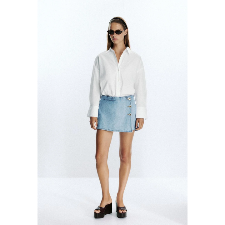 ДЖИНСОВАЯ ЮБКА-БРЮКИ Z1975 С ЗАСТЕЖКОЙ НА ПУГОВИЦЫ