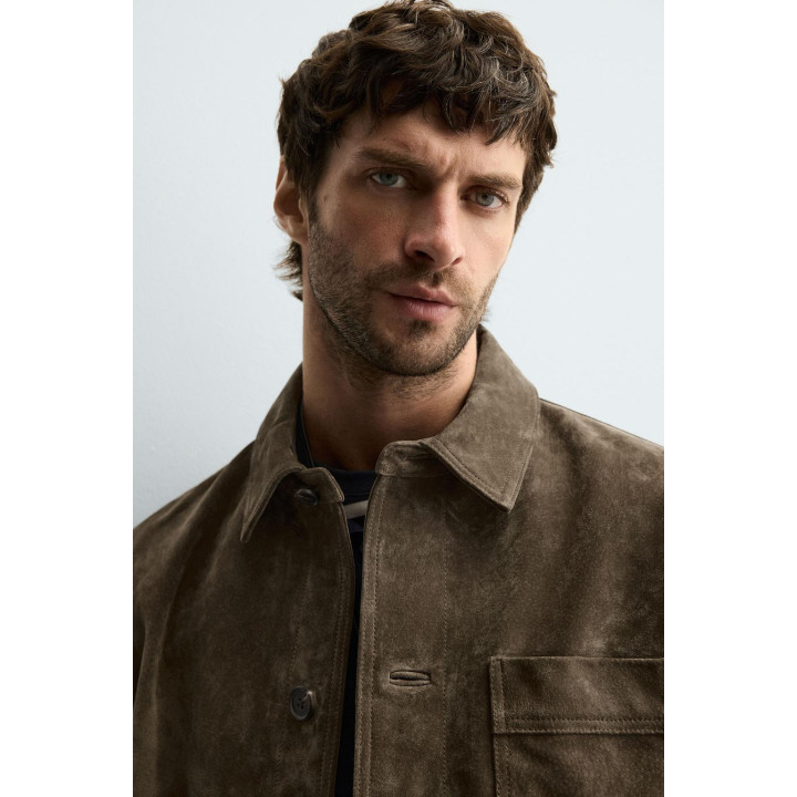 КУРТКА-РУБАШКА ИЗ КОЖИ-СПИЛОК