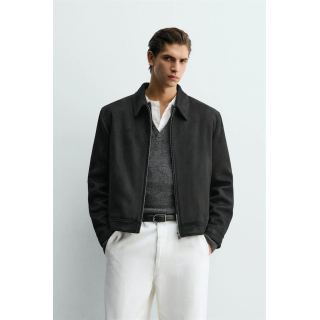 УКОРОЧЕННАЯ КУРТКА ИЗ ИСКУССТВЕННОЙ ЗАМШИ