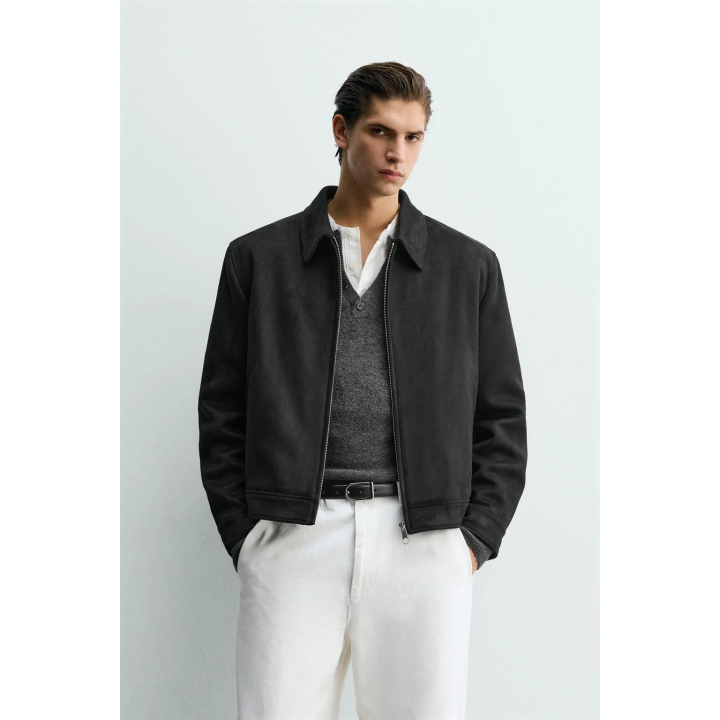 УКОРОЧЕННАЯ КУРТКА ИЗ ИСКУССТВЕННОЙ ЗАМШИ