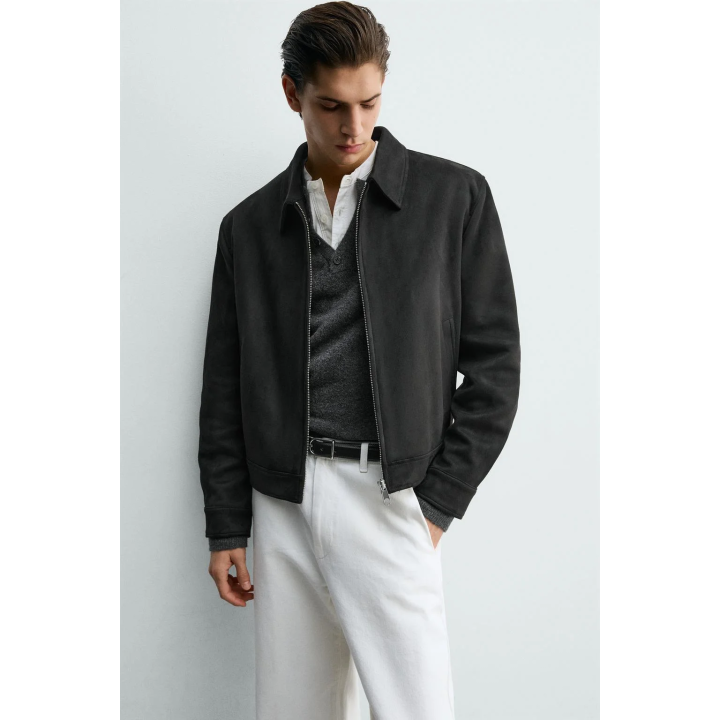 УКОРОЧЕННАЯ КУРТКА ИЗ ИСКУССТВЕННОЙ ЗАМШИ