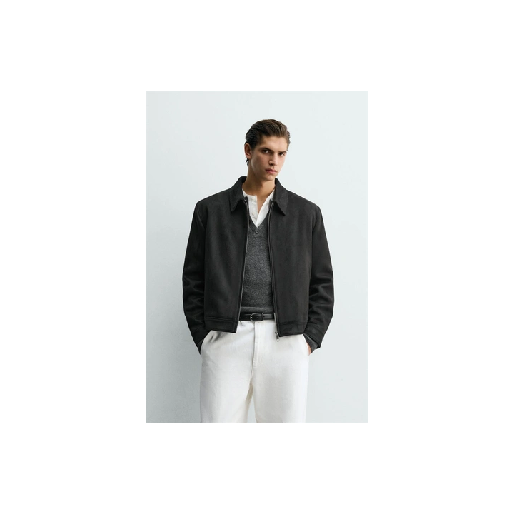 УКОРОЧЕННАЯ КУРТКА ИЗ ИСКУССТВЕННОЙ ЗАМШИ