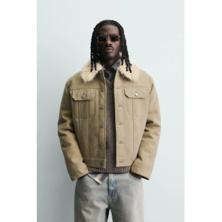 КОМБИНИРОВАННАЯ ХЛОПКОВАЯ КУРТКА С ЭФФЕКТОМ МЕХА