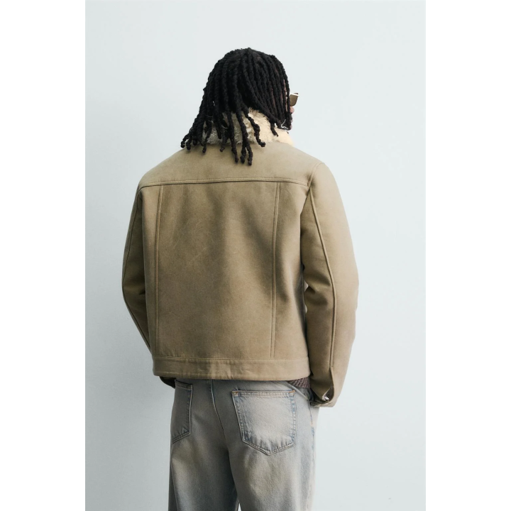 КОМБИНИРОВАННАЯ ХЛОПКОВАЯ КУРТКА С ЭФФЕКТОМ МЕХА