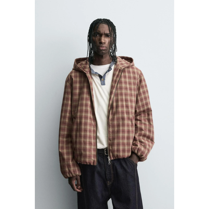 КУРТКА В КЛЕТКУ С КАПЮШОНОМ