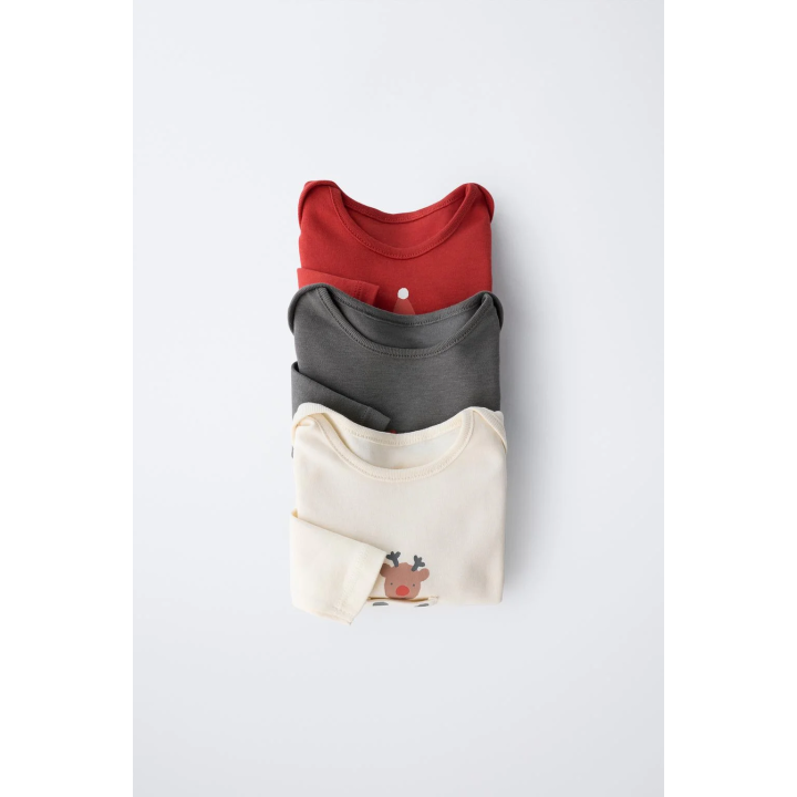 НАБОР ИЗ 3 БОДИ «ДЕД МОРОЗ, ОЛЕНЬ И СНЕГОВИК»