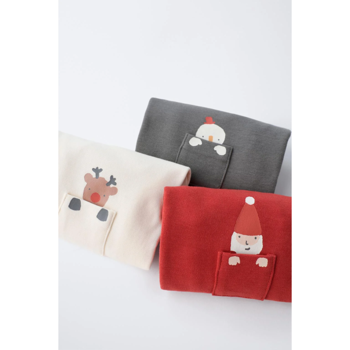 НАБОР ИЗ 3 БОДИ «ДЕД МОРОЗ, ОЛЕНЬ И СНЕГОВИК»