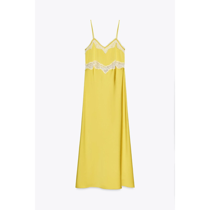 ПЛАТЬЕ-КОМБИНАЦИЯ МИДИ С КРУЖЕВОМ