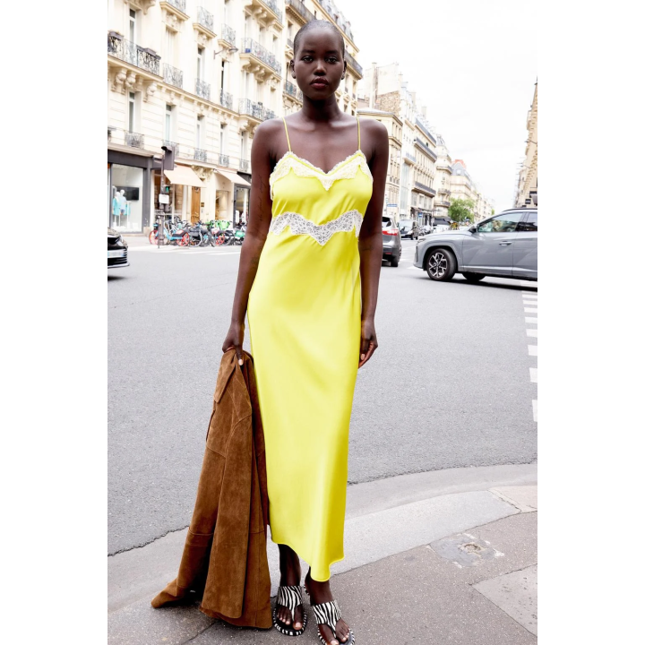 ПЛАТЬЕ-КОМБИНАЦИЯ МИДИ С КРУЖЕВОМ