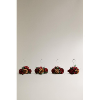 Держатели для карточек мест с рождественским букетом (упаковка из 4 штук)