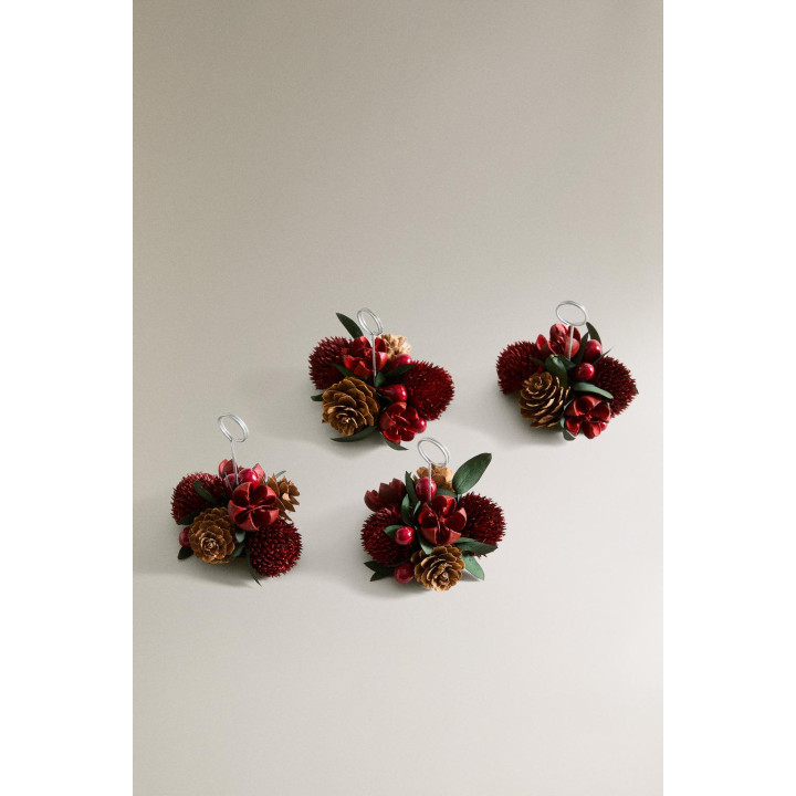 Держатели для карточек мест с рождественским букетом (упаковка из 4 штук)