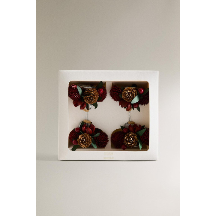 Держатели для карточек мест с рождественским букетом (упаковка из 4 штук)